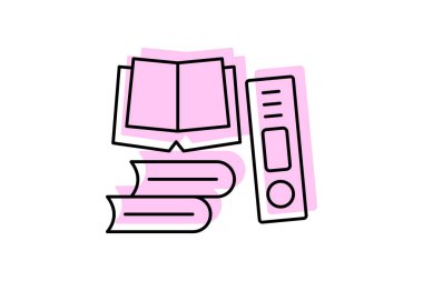 Kütüphaneler gölge ince çizgi simgesi, vektör, piksel mükemmel, illüstratör dosyası