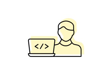 Programcı renk gölge ince çizgi simgesi, vektör, piksel mükemmel, illüstratör dosyası