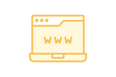 Dizüstü bilgisayar sitesi duotone satır simgesi, vektör, piksel mükemmel, illüstratör dosyası