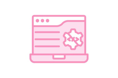 Kod Yok Geliştirme ikili çizgi simgesi, vektör, piksel mükemmel, illüstratör dosyası