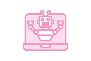 Robotik Program duoton çizgi simgesi, vektör, piksel mükemmel, illüstratör dosyası