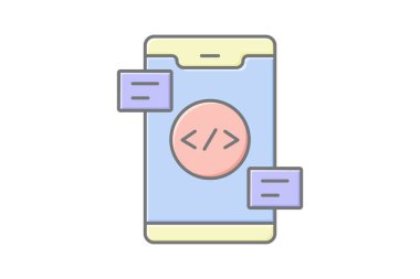 Uygulama Geliştirme doğrusal renk simgesi, vektör, piksel mükemmel, illüstratör dosyası