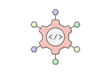 Microservices doğrusal renk simgesi, vektör, piksel mükemmel, illüstratör dosyası