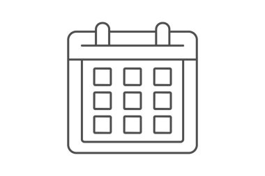 Takvim ince çizgi simgesi, vektör, piksel mükemmel, illüstratör dosyası