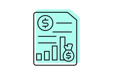 Bütçelendirme renk gölge ince çizgi simgesi, vektör, piksel mükemmel, illüstratör dosyası