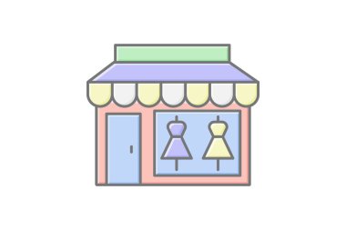 Butik doğrusal renk simgesi, vektör, piksel mükemmel, illüstratör dosyası