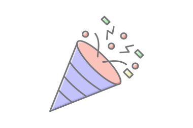 konfeti doğrusal renk simgesi, vektör, piksel mükemmel, illüstratör dosyası