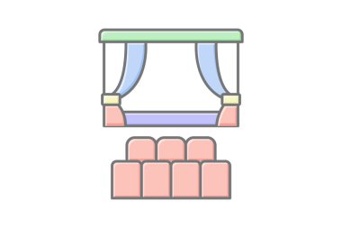 Tiyatro sahnesi renk simgesi, vektör, piksel mükemmel, illüstratör dosyası