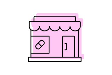 Eczane rengi gölge ince çizgi simgesi, vektör, piksel mükemmel, illüstratör dosyası