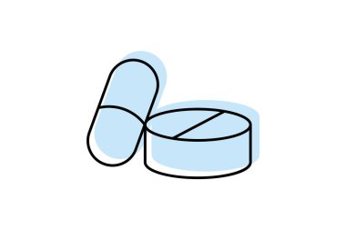 Kapsül rengi gölge ince çizgi simgesi, vektör, piksel mükemmel, illüstratör dosyası