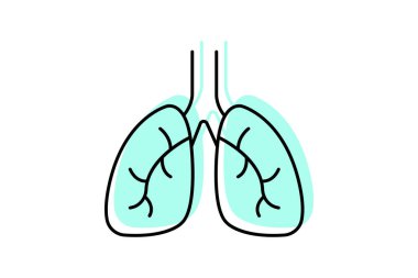 Akciğerler renk gölge ince çizgi simgesi, vektör, piksel mükemmel, illüstratör dosyası