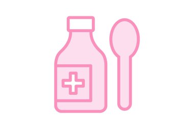 Kaşık şurubu duoton çizgi simgesi, vektör, piksel mükemmel, illüstratör dosyası