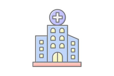Hastane doğrusal renk simgesi, vektör, piksel mükemmel, illüstratör dosyası