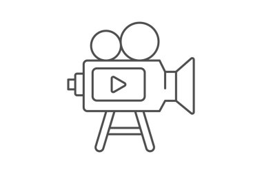 Video Üretim İnce Çizgi simgesi, vektör, piksel mükemmel, illüstratör dosyası