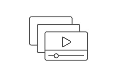 Video Parça Listesi İnce Çizgi simgesi, vektör, piksel mükemmel, illüstratör dosyası