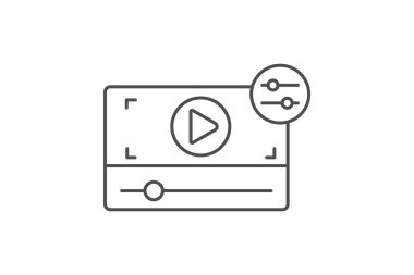 Video Edition ince çizgi simgesi, vektör, piksel mükemmel, illüstratör dosyası