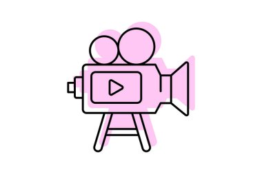 Video Üretimi renk gölge ince çizgi simgesi, vektör, piksel mükemmel, illüstratör dosyası