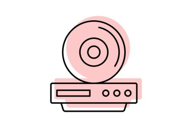 Dvd Case renk gölge ince çizgi simgesi, vektör, piksel mükemmel, illüstratör dosyası