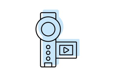 Kamera rengi gölge ince çizgi simgesi, vektör, piksel mükemmel, illüstratör dosyası