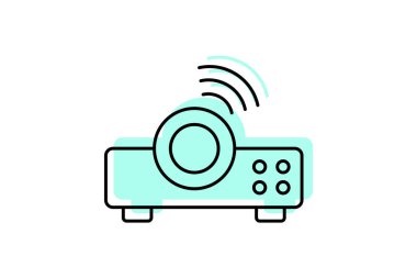 Projektör renk gölge ince çizgi simgesi, vektör, piksel mükemmel, illüstratör dosyası