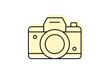 Dijital Kamera renk gölge ince çizgi simgesi, vektör, piksel mükemmel, illüstratör dosyası