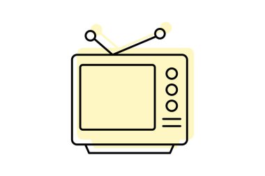 Anten Tv renk gölge ince çizgi simgesi, vektör, piksel mükemmel, illüstratör dosyası