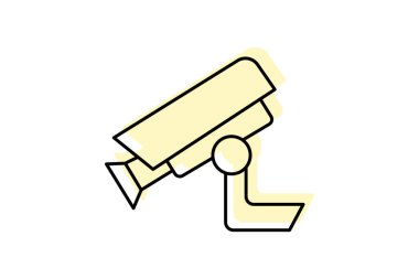 Kapalı devre kamera renk gölge ince çizgi simgesi, vektör, piksel mükemmel, illüstratör dosyası