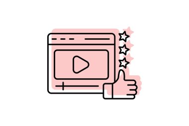 Video renk gölge ince çizgi simgesi, vektör, piksel mükemmel, illüstratör dosyasını sever