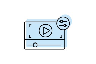 Video Edition renk gölge ince çizgi simgesi, vektör, piksel mükemmel, illüstratör dosyası