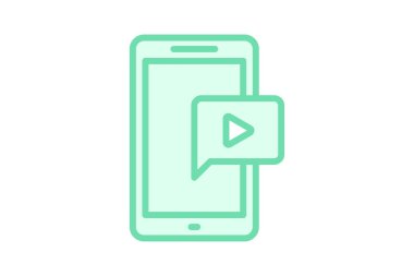 Mobil Video duoton çizgi simgesi, vektör, piksel mükemmel, illüstratör dosyası