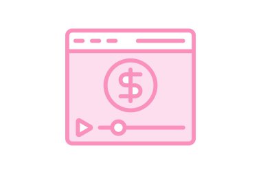 Video Monetizatio duotone çizgi simgesi, vektör, piksel mükemmel, illüstratör dosyası
