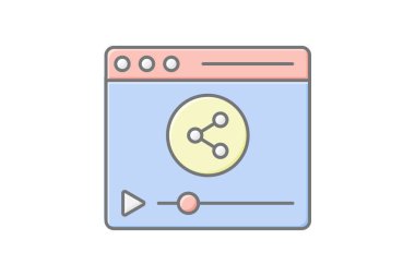 Video Paylaşımı doğrusal renk simgesi, vektör, piksel mükemmel, illüstratör dosyası