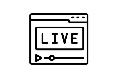 Canlı Yayın çizgi simgesi, vektör, piksel mükemmel, illüstratör dosyası