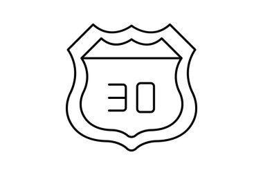 Eyaletler arası Otoyol İmza İnce çizgi simgesi, vektör, piksel mükemmel, illüstratör dosyası