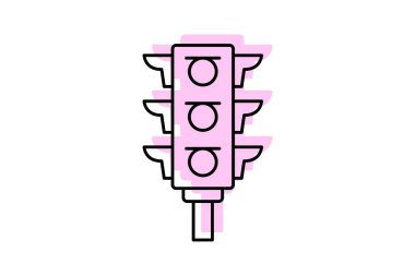 Trafik Işıkları renk gölge ince simge, vektör, piksel mükemmel, illüstratör dosyası