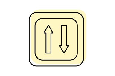 Tek Yönlü Öncelikli Renk Gölgesi İnce Çizgisi simgesi, vektör, piksel mükemmel, illüstratör dosyası