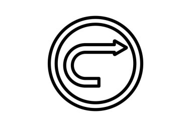 Serbest Sağa Dön çizgi simgesi, vektör, piksel mükemmel, illüstratör dosyası