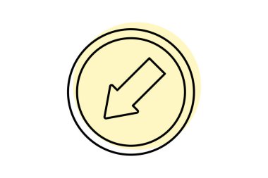 Sol Ok renk gölge inceltici simge, vektör, piksel mükemmel, illüstratör dosyası