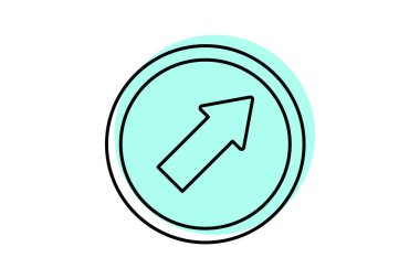 Ok Yukarı Sağ Renk Gölgesi İnce Çizgisi simgesi, vektör, piksel mükemmel, illüstratör dosyası