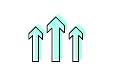 Üç Yukarı Ok renk gölge inceltici simge, vektör, piksel mükemmel, illüstratör dosyası