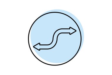 Eğri Ok renk gölge ince çizgi simgesi, vektör, piksel mükemmel, illüstratör dosyası