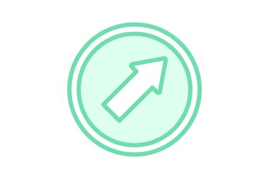 Ok Yukarı Sağ duoton çizgi simgesi, vektör, piksel mükemmel, illüstratör dosyası