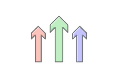 Üç Yukarı Ok doğrusal renk simgesi, vektör, piksel mükemmel, illüstratör dosyası
