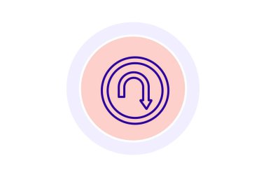 U Dönüş renk çemberi simgesi, vektör, piksel mükemmel, illüstratör dosyası