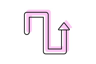 Zig Zag Route renk gölge ince çizgi simgesi, vektör, piksel mükemmel, illüstratör dosyası