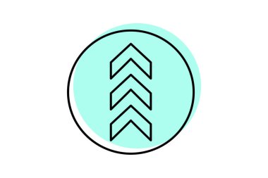 Yukarı Ok renk gölge ince çizgi simgesi, vektör, piksel mükemmel, illüstratör dosyası