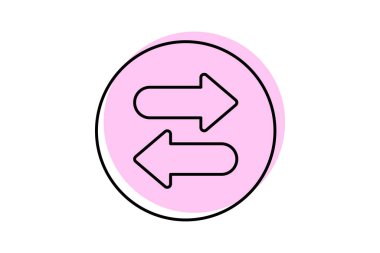 Ters Ok renk gölge ince çizgi simgesi, vektör, piksel mükemmel, illüstratör dosyası