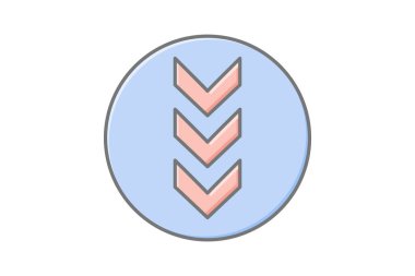 Sembol Aşağı doğrusal renk simgesi, vektör, piksel mükemmel, illüstratör dosyası