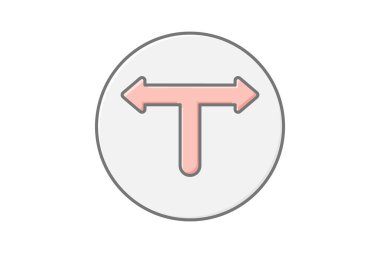 T Junction doğrusal renk simgesi, vektör, piksel mükemmel, illüstratör dosyası