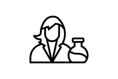 Laboratuvar Teknisyeni satır simgesi, vektör, piksel mükemmel, illüstratör dosyası